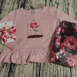 Gymboree Royal Princess 2T Leggings Shirt Hair Curly Clips Outfit NWT